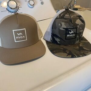 RVCA Tan and Brown Snapback Hats
